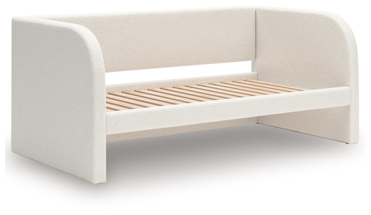 Arloster Tan/White Twin Upholstered Dabed, Dresser and Mirror from Ashley Furniture - Luna Furniture