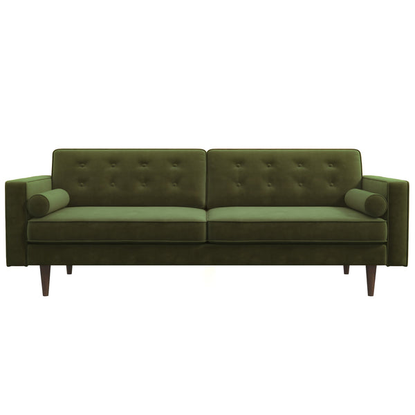 Casey Olive Green Velvet Upholstered Tufted Back Sofa