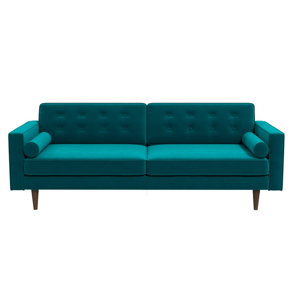 Casey Teal Velvet Upholstered Tufted Back Sofa