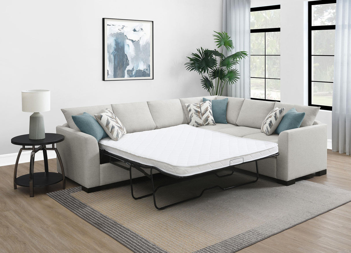Ashford Greige Chenille Upholstered Sleeper Sectional Sofa from Coaster - Luna Furniture