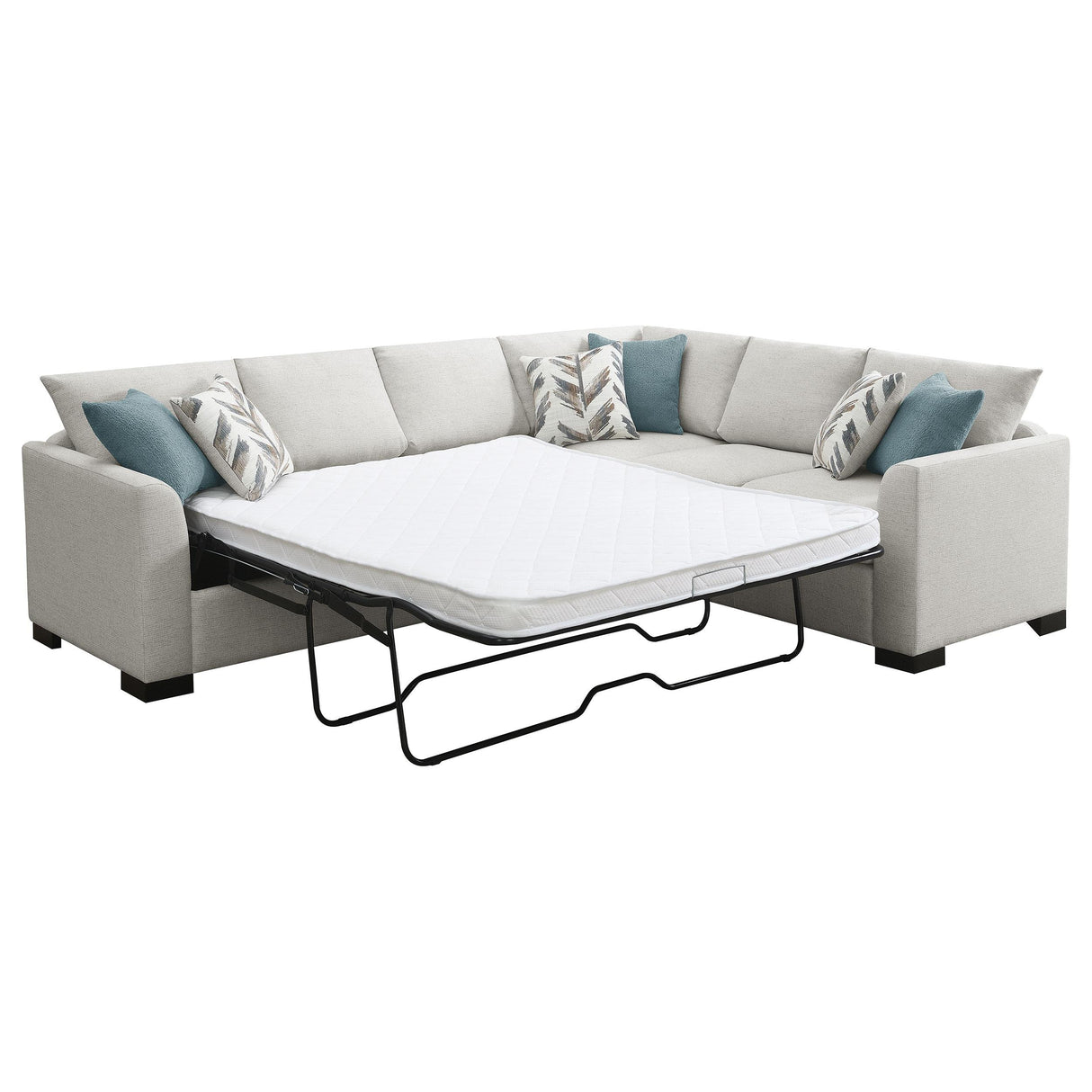 Ashford Greige Chenille Upholstered Sleeper Sectional Sofa from Coaster - Luna Furniture