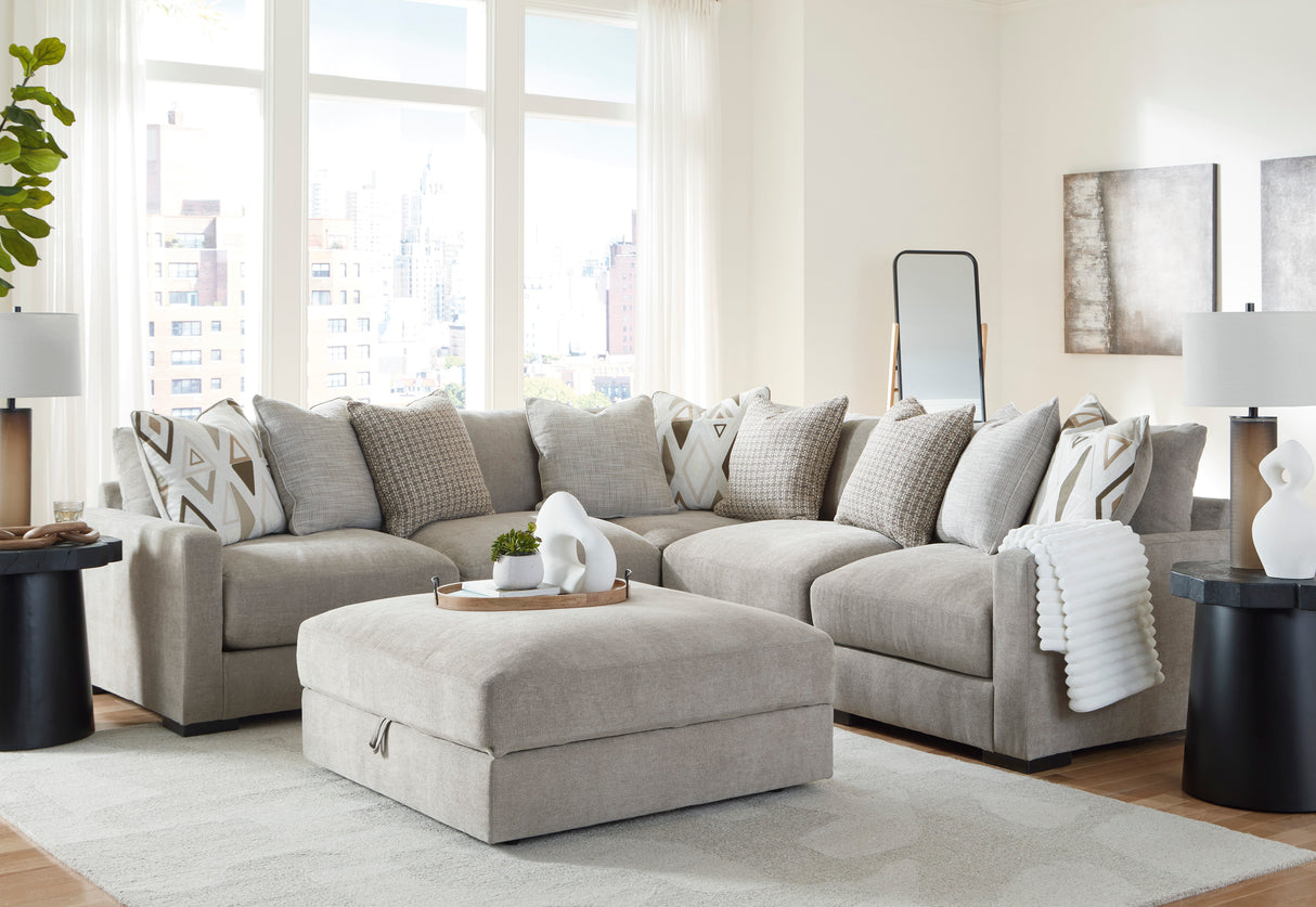Aslan Court Pebble 5-Piece Sectional with Ottoman from Ashley - Luna Furniture