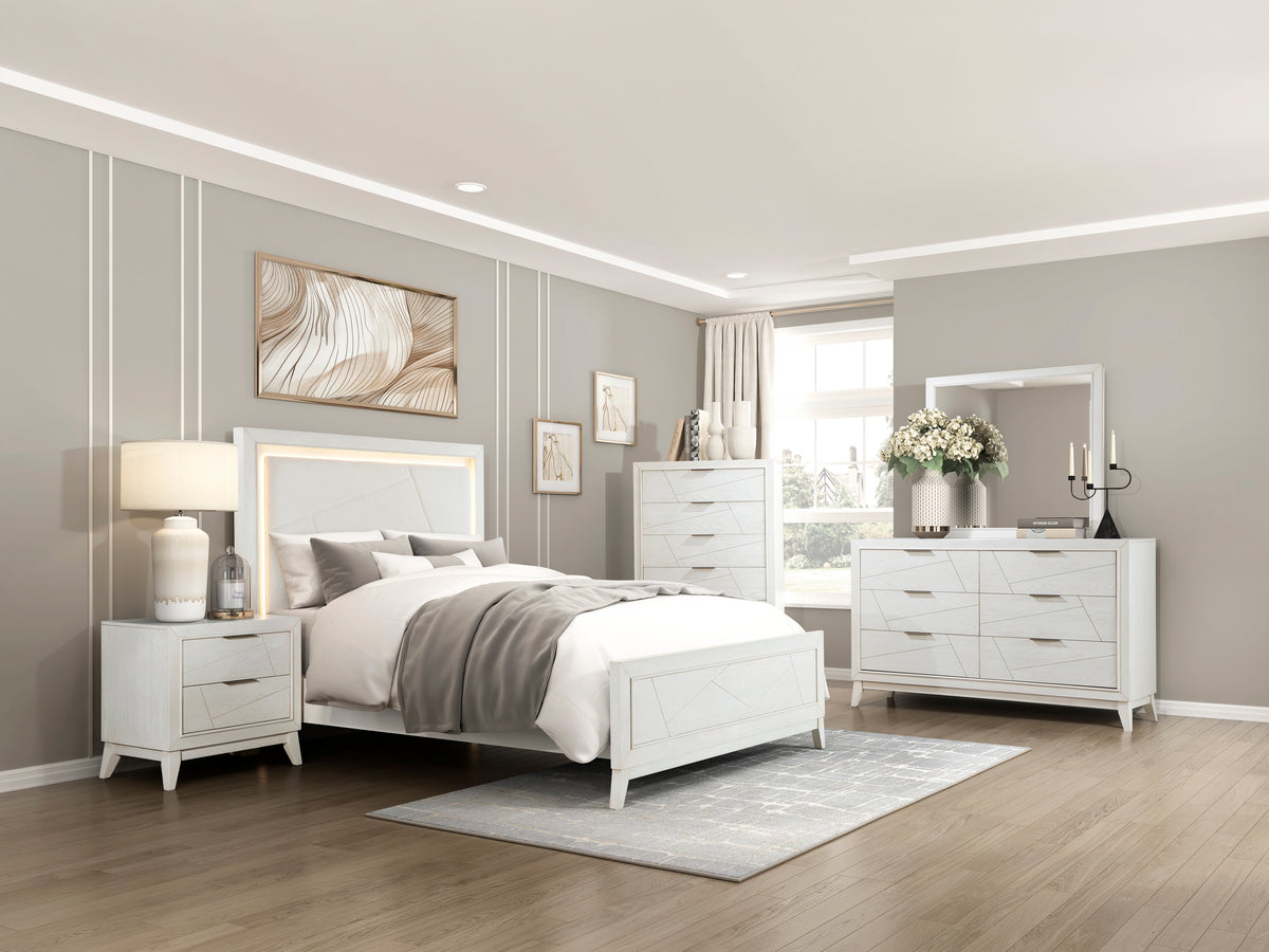 Asteria Antique White King Panel Bed from Homelegance - Luna Furniture