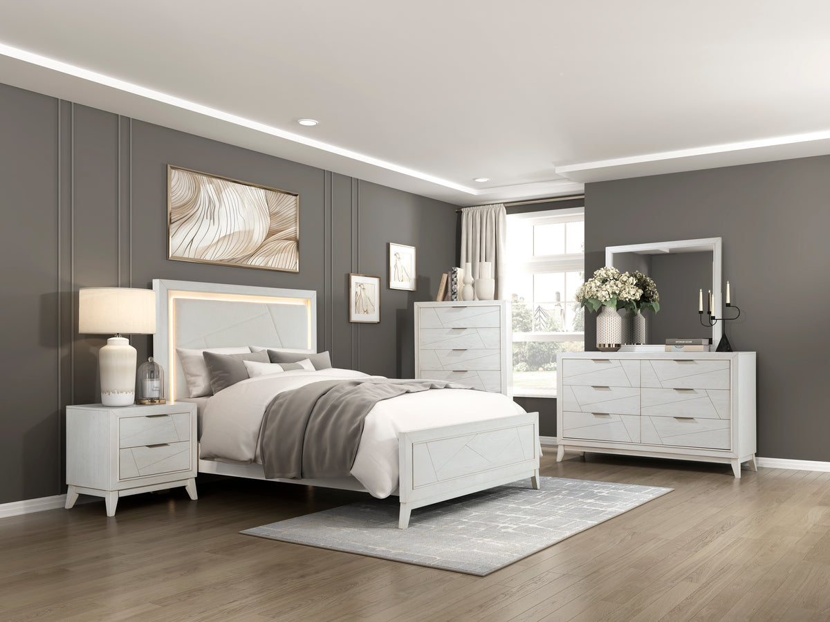 Asteria Antique White Queen Panel Bed from Homelegance - Luna Furniture