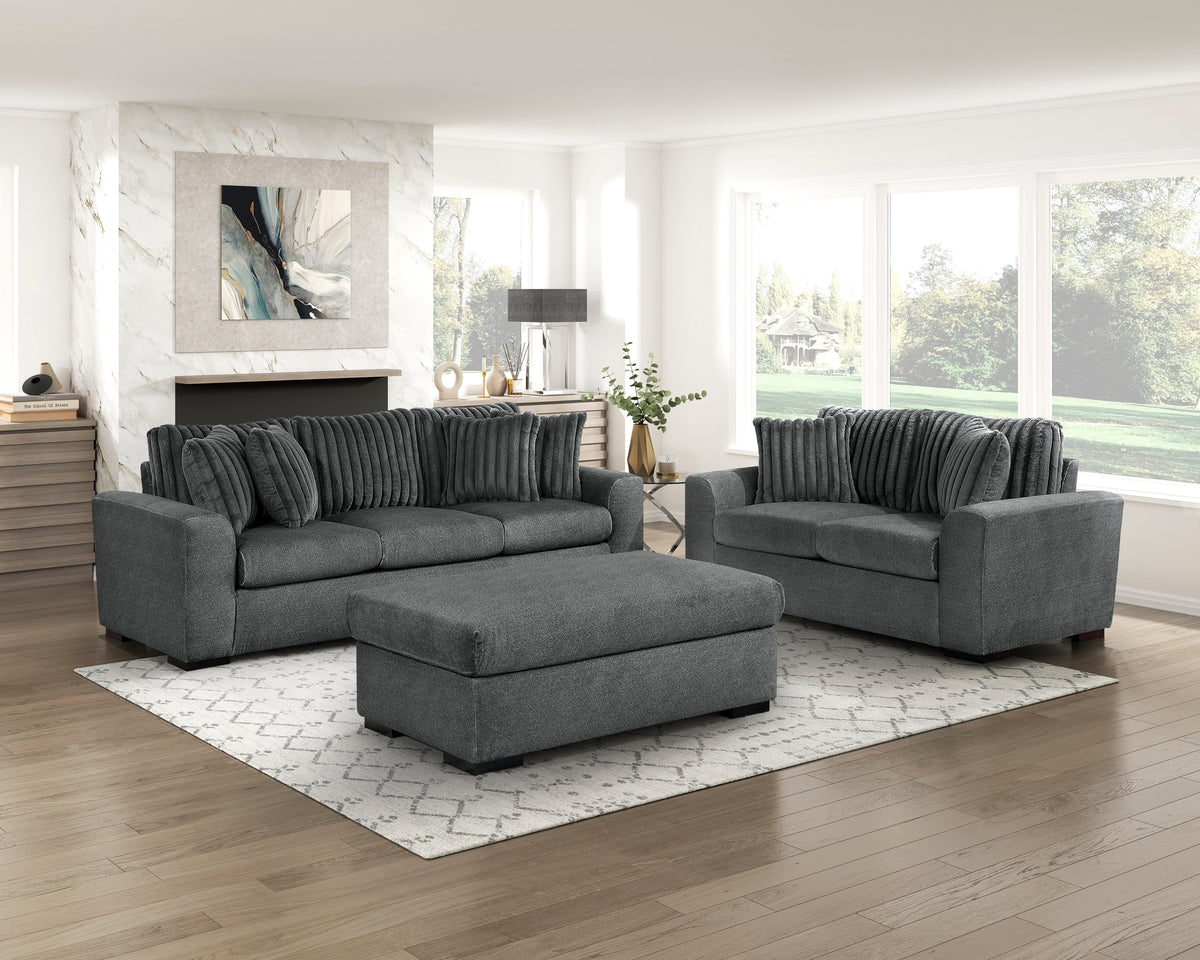 Athena Dark Gray Ottoman from Homelegance - Luna Furniture