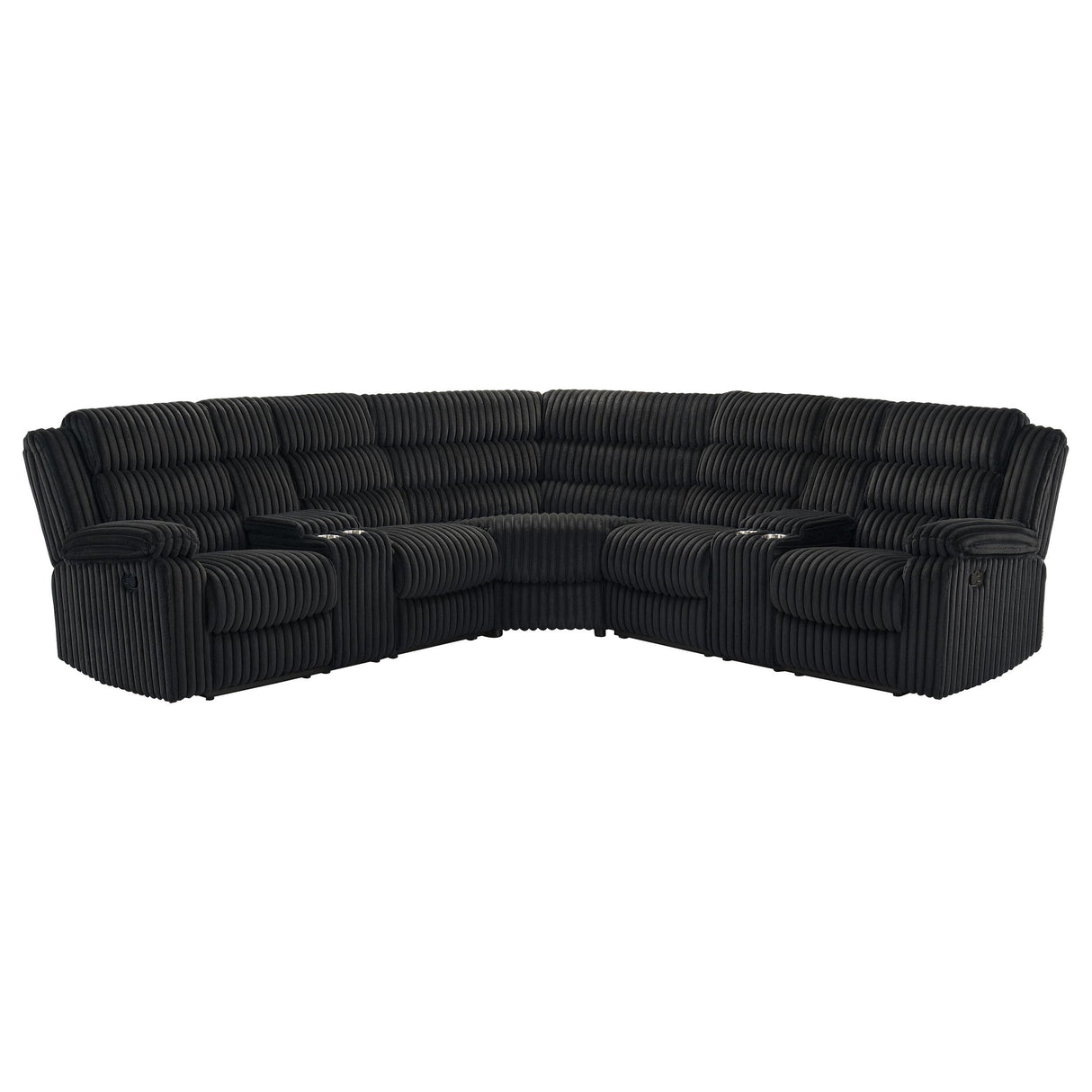 Atkinson Black Upholstered Reclining Sectional Sofa from Coaster - Luna Furniture