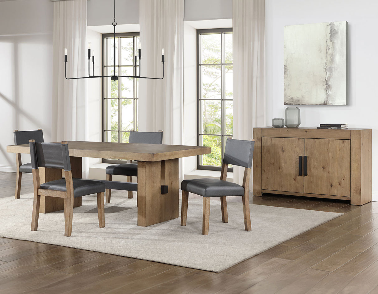 Aubrey Waxed Driftwood 7-Piece 78-96″ Dining Set from Steve Silver - Luna Furniture