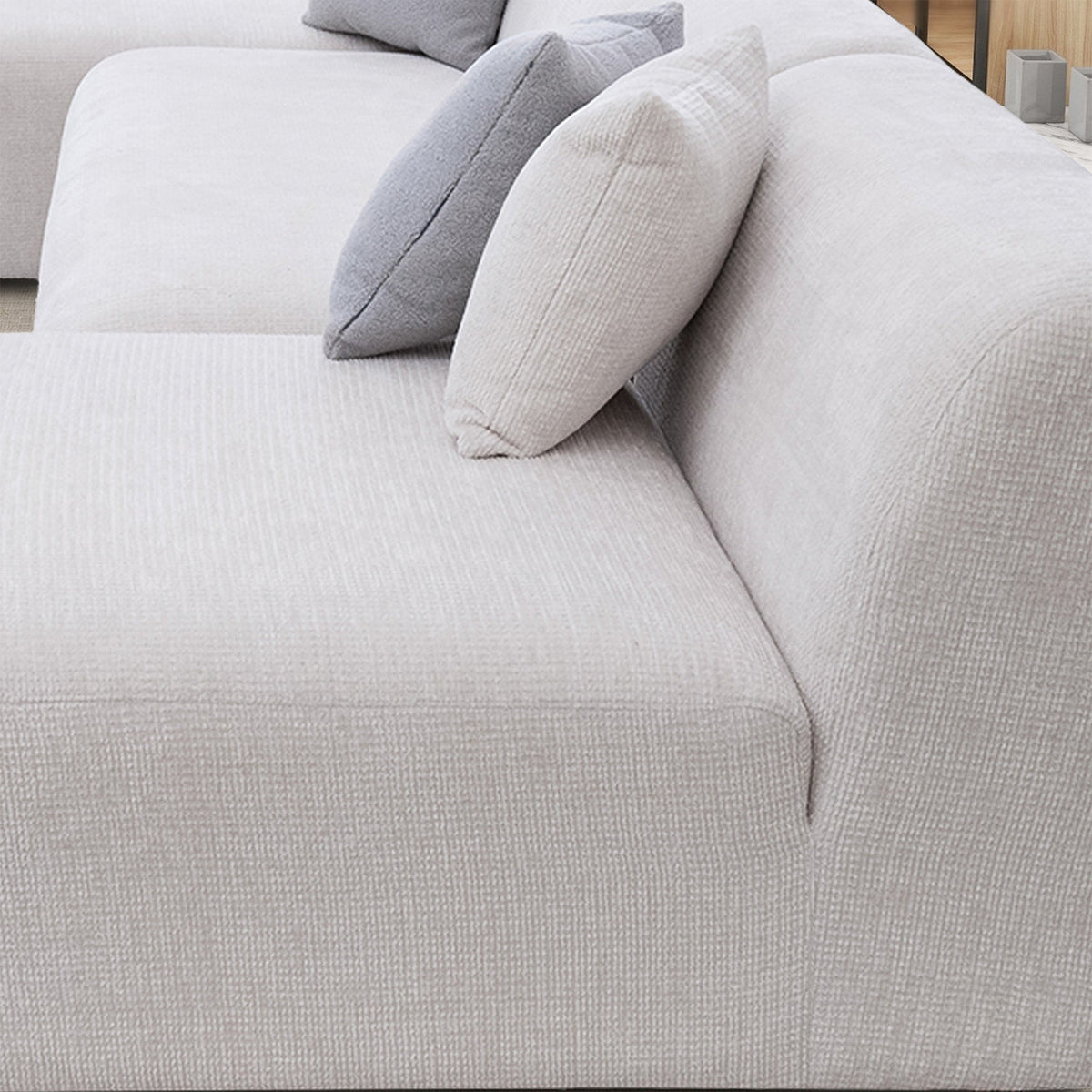 Audrey Cream Chenille U Shape Corner Sofa from Ashcroft Furniture - Luna Furniture