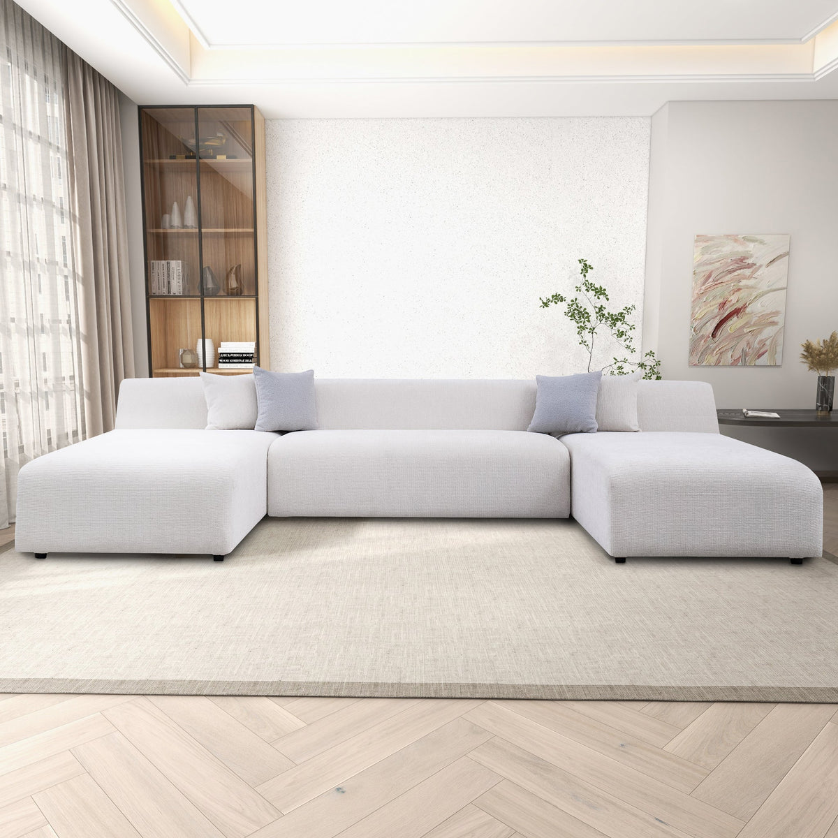 Audrey Cream Chenille U Shape Corner Sofa from Ashcroft Furniture - Luna Furniture