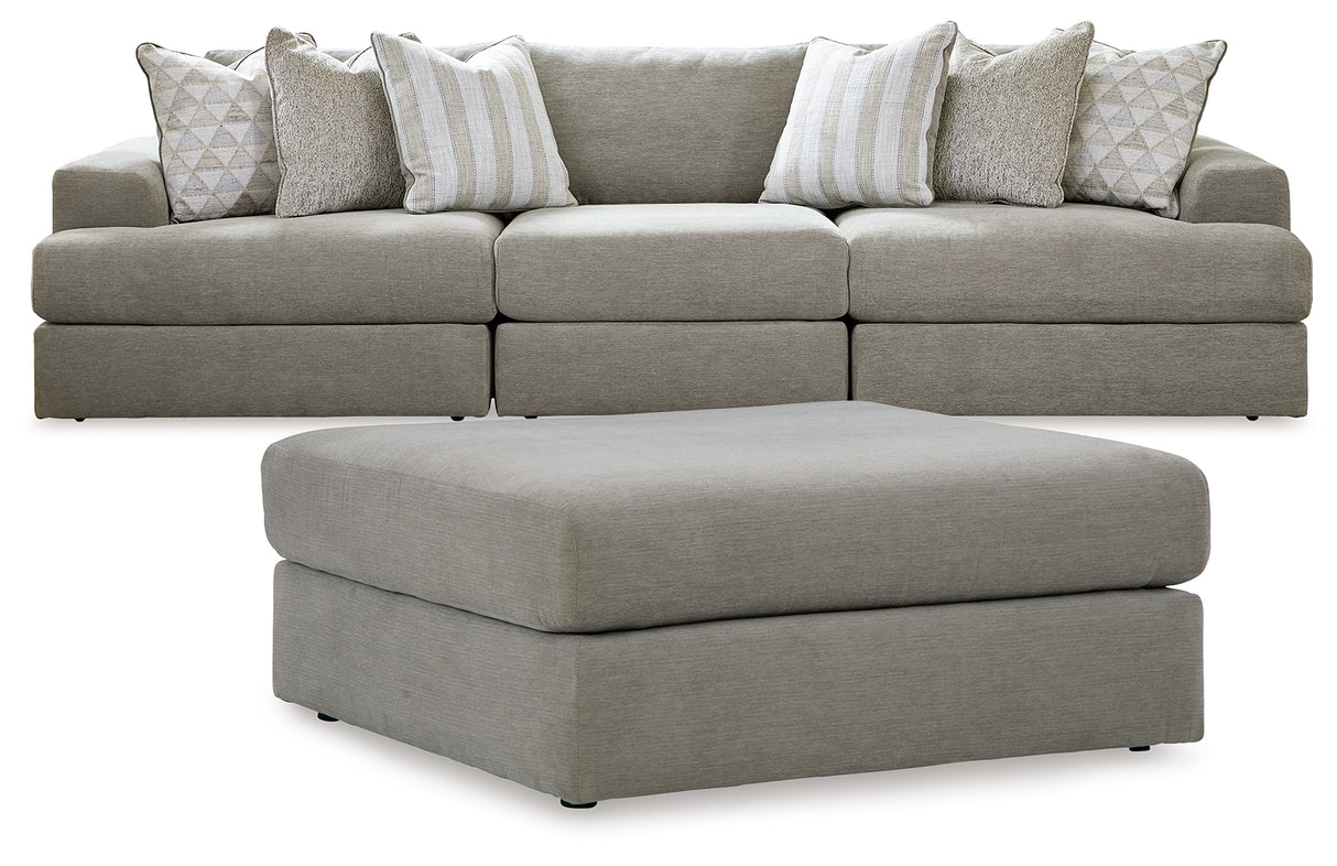Avaliyah Ash 3-Piece Sectional with Ottoman from Ashley - Luna Furniture