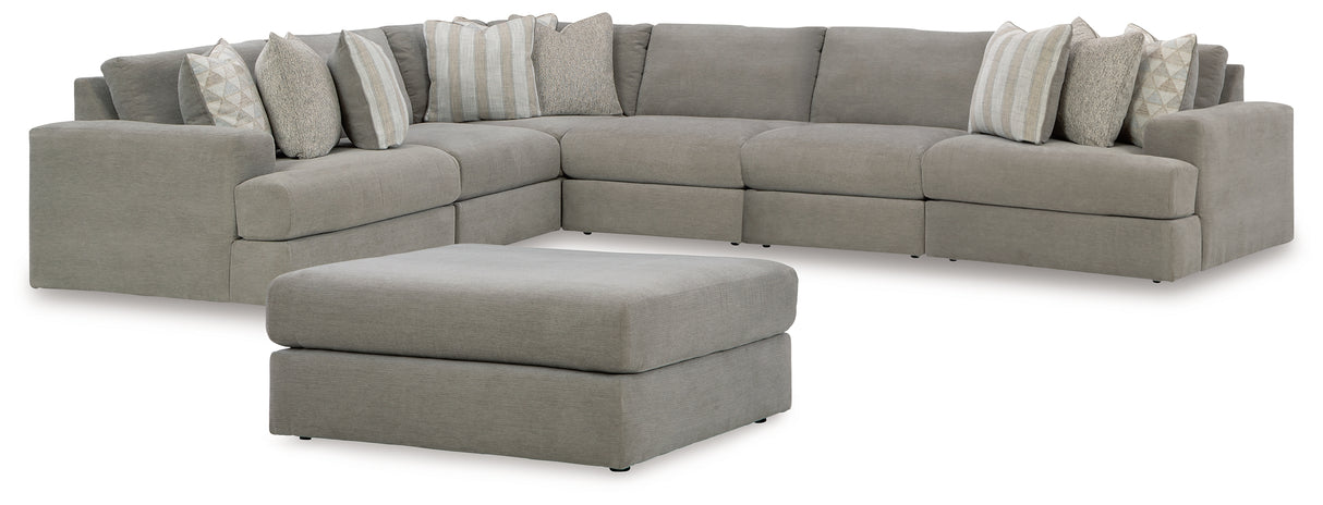 Avaliyah Ash 6-Piece Sectional with Ottoman from Ashley - Luna Furniture