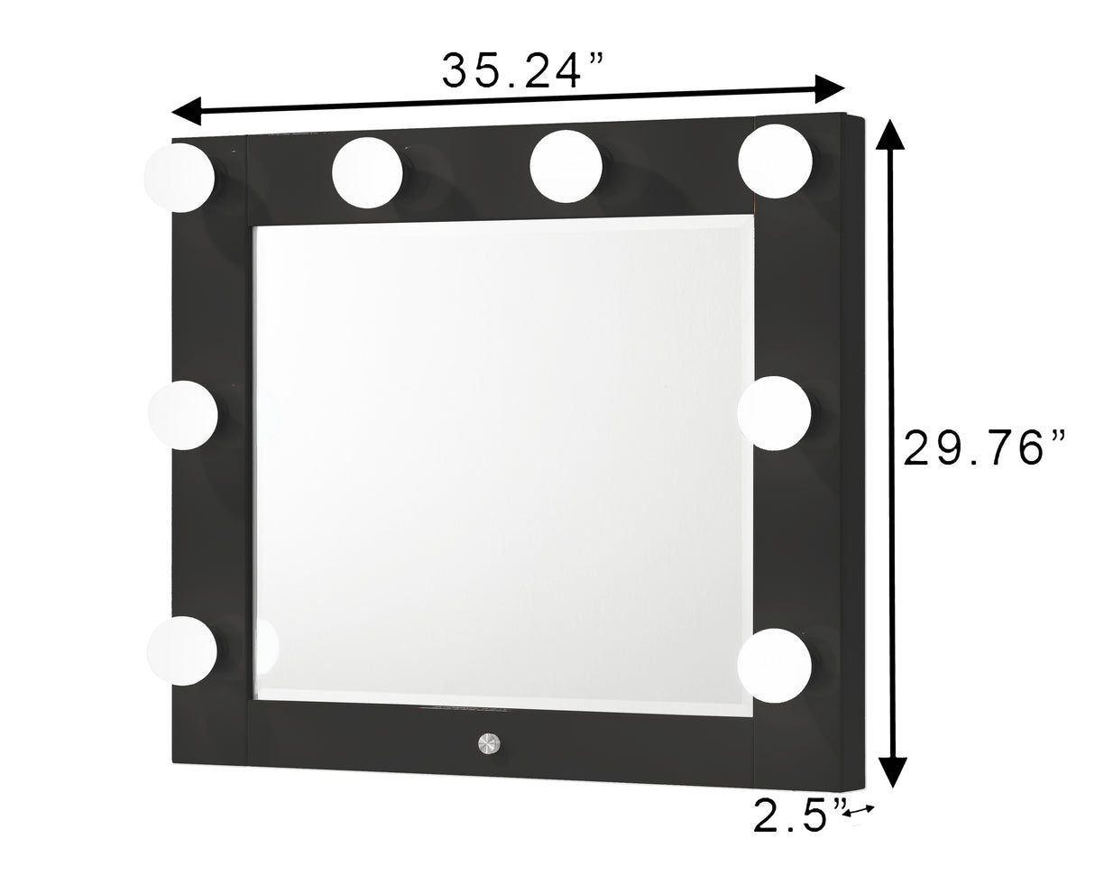 Avery Black Makeup Vanity Set with Lighted Mirror from Crown Mark - Luna Furniture