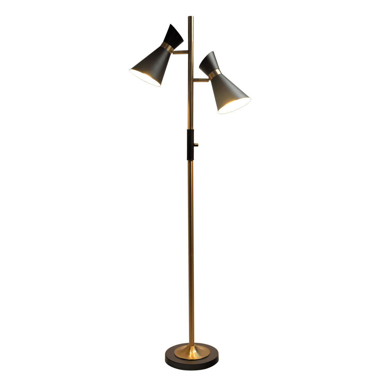Axis Brassed Gold Floor Lamp with 4-Way Switch Double Spots with Metal Base from Midinmod - Luna Furniture