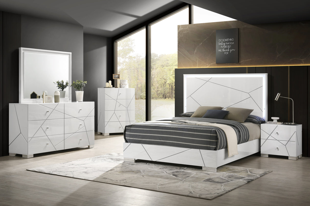 Ayla White King Panel Bed from Crown Mark - Luna Furniture