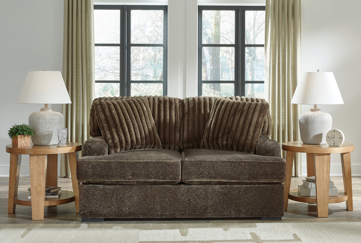 Aylesworth Chocolate Loveseat from Ashley Furniture - Luna Furniture