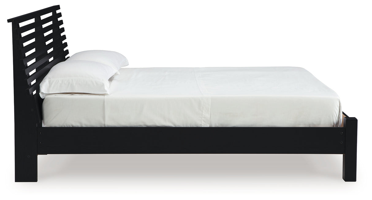 Danziar Black Full Panel Slat Bed, Dresser and Mirror from Ashley - Luna Furniture