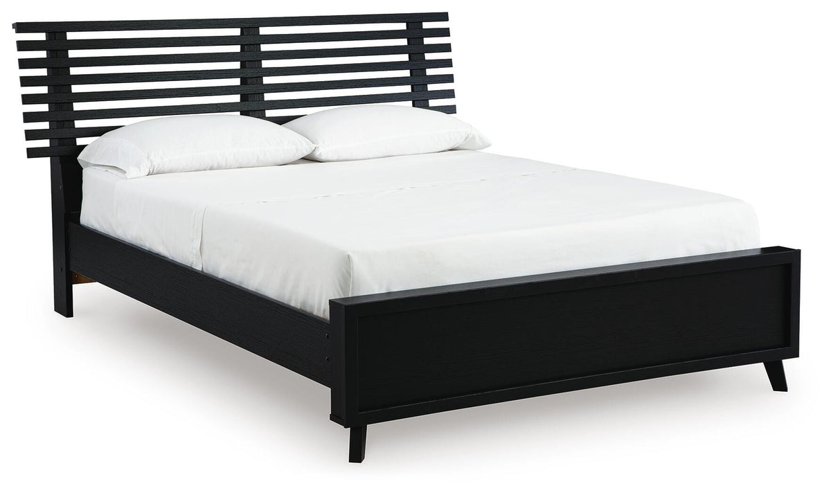 Danziar Black Queen Slat Framed Platform Bed from Ashley - Luna Furniture
