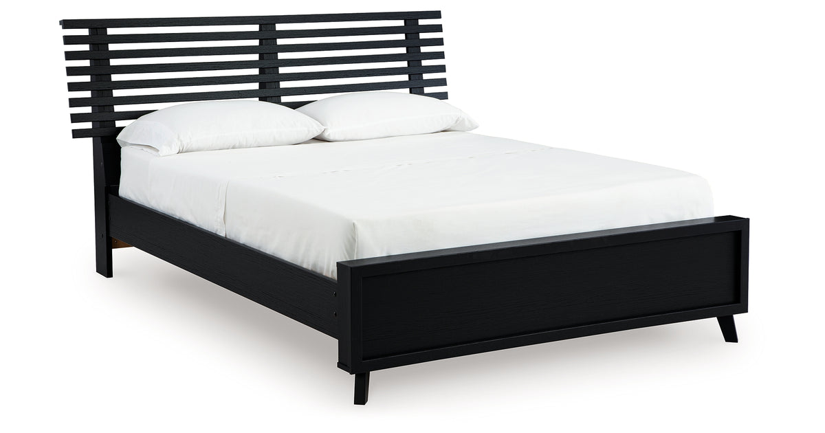 Danziar Black Queen Slat Framed Platform Bed from Ashley - Luna Furniture