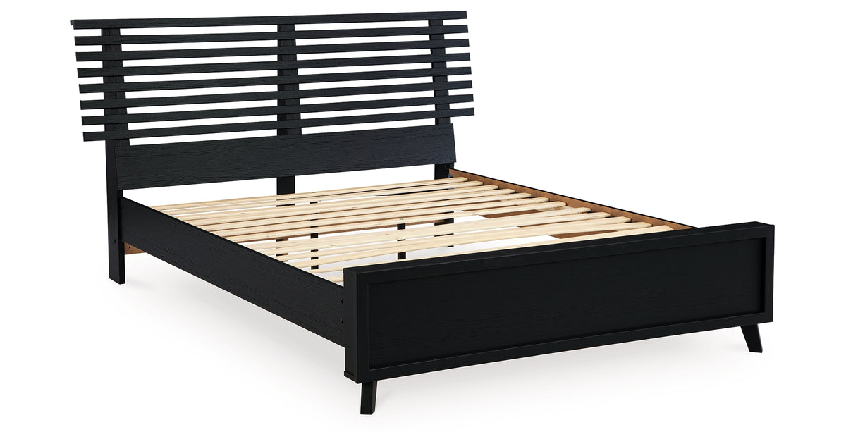 Danziar Black Queen Slat Framed Platform Bed from Ashley - Luna Furniture