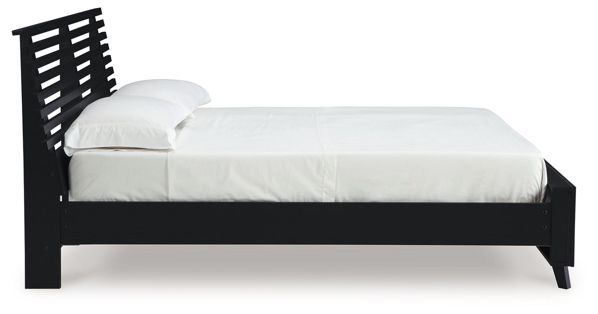 Danziar Black Queen Slat Framed Platform Bed from Ashley - Luna Furniture
