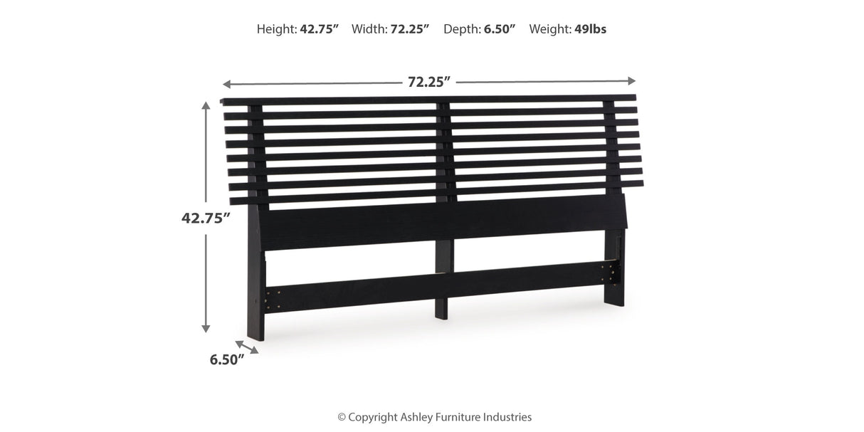 Danziar Queen Panel Headboard with Mirrored Dresser and Nightstand in Black from Ashley - Luna Furniture