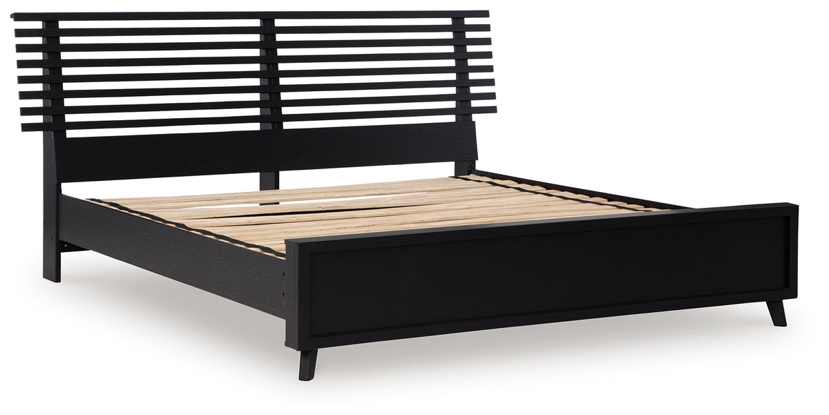 Danziar Black King Slat Framed Platform Bed from Ashley - Luna Furniture