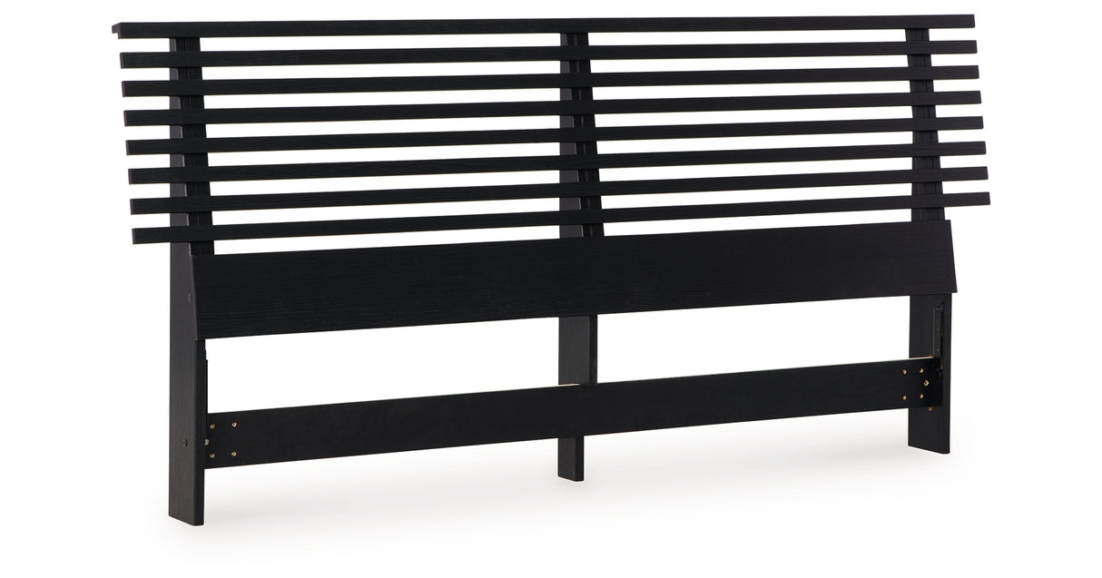 Danziar King Panel Headboard with Mirrored Dresser and 2 Nightstands in Black from Ashley - Luna Furniture