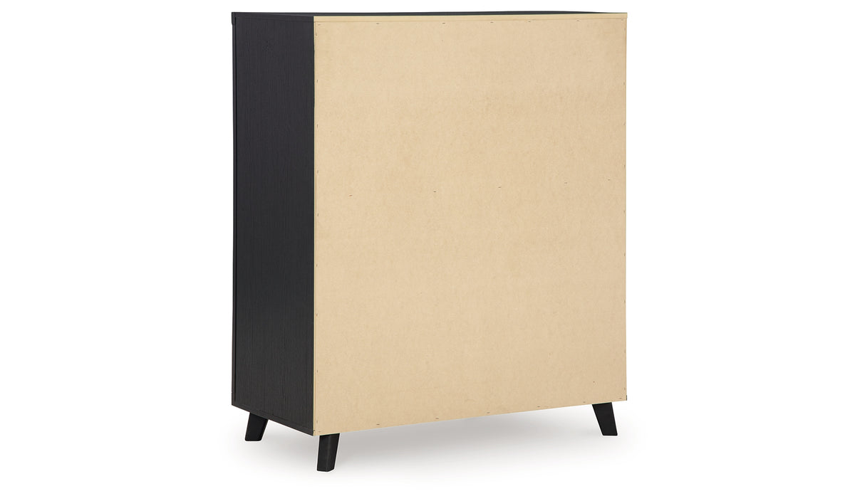 Danziar King Panel Headboard with Mirrored Dresser, Chest and 2 Nightstands in Black from Ashley - Luna Furniture