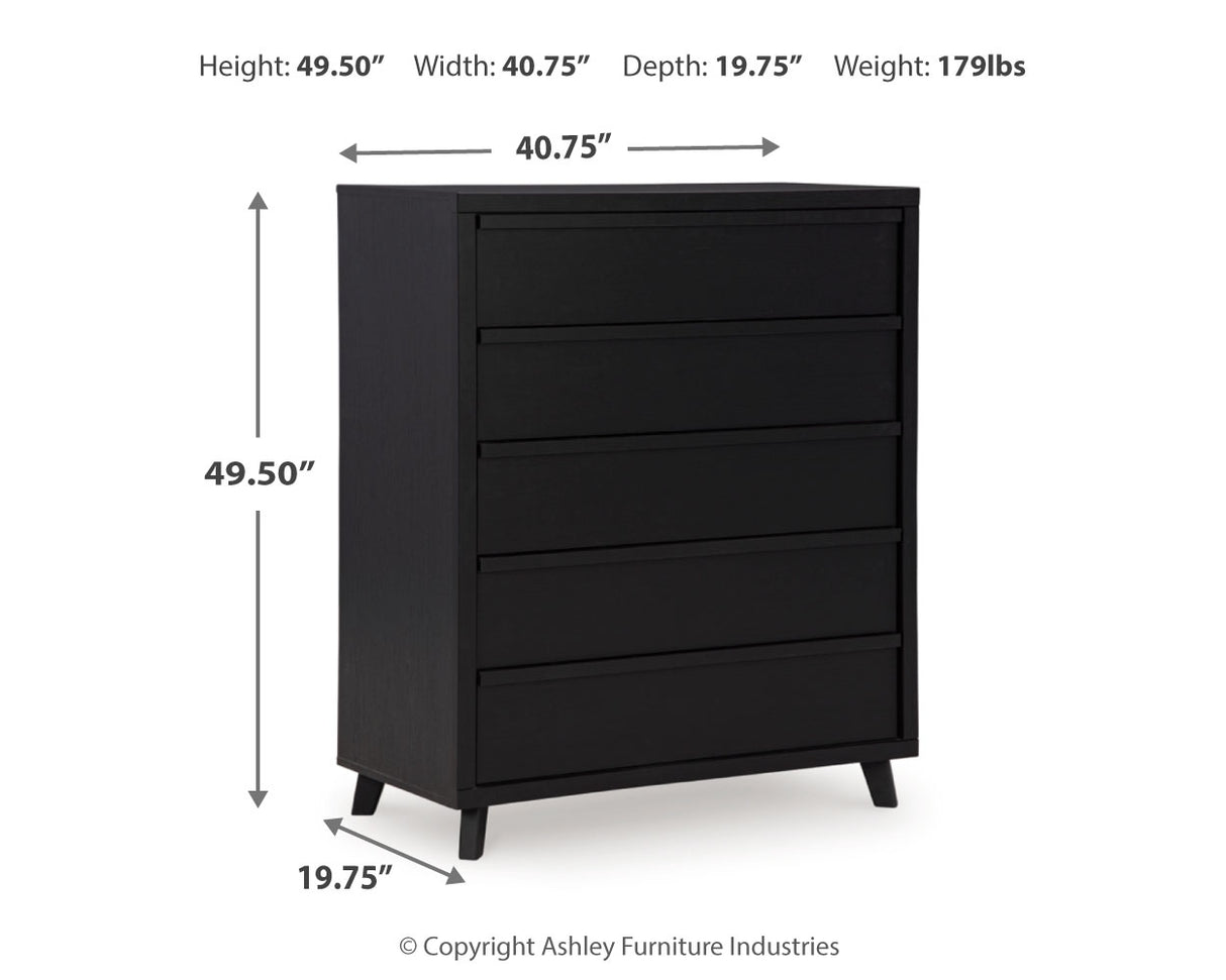 Danziar Black Queen Bed, Dresser, Mirror, Chest and Nightstand from Ashley - Luna Furniture