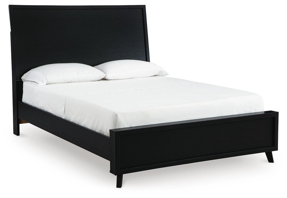 Danziar Black Queen Panel Platform Bed, Dresser and Mirror from Ashley - Luna Furniture