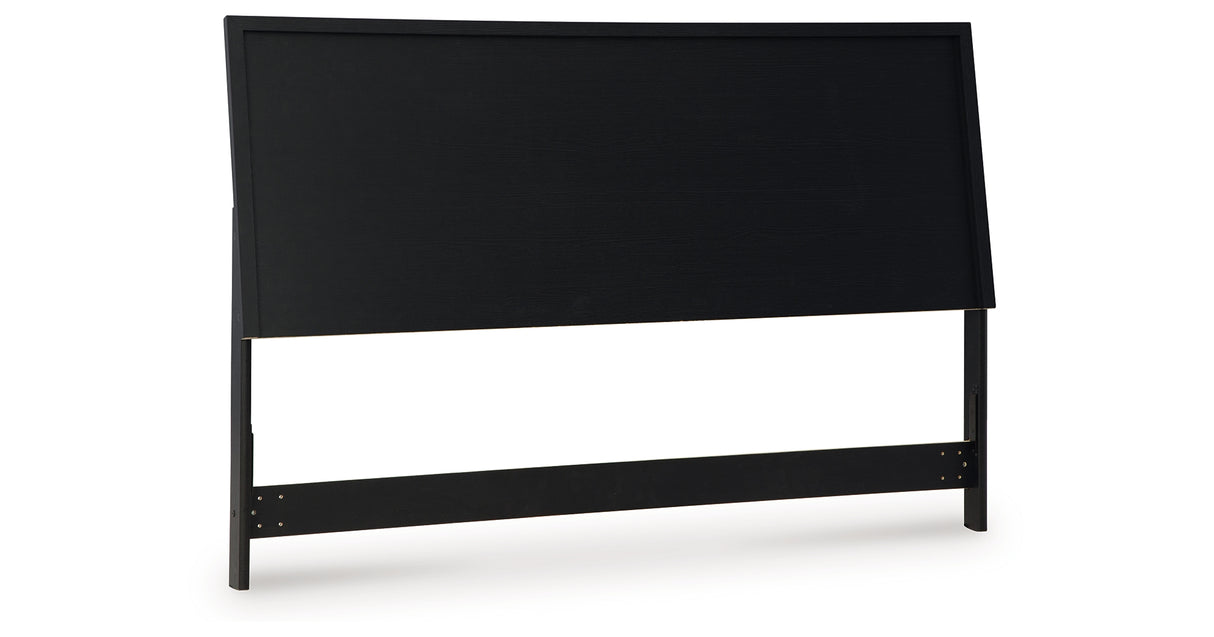 Danziar King Panel Headboard with Mirrored Dresser, Chest and 2 Nightstands in Black from Ashley - Luna Furniture