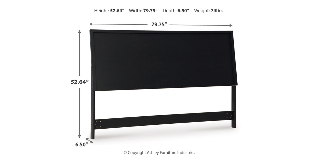 Danziar King Panel Headboard with Mirrored Dresser, Chest and 2 Nightstands in Black from Ashley - Luna Furniture