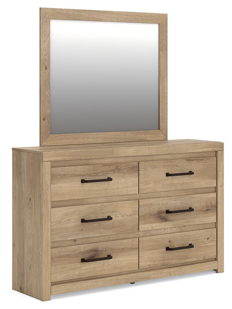Brozmont Tan Dresser and Mirror from Ashley Furniture - Luna Furniture