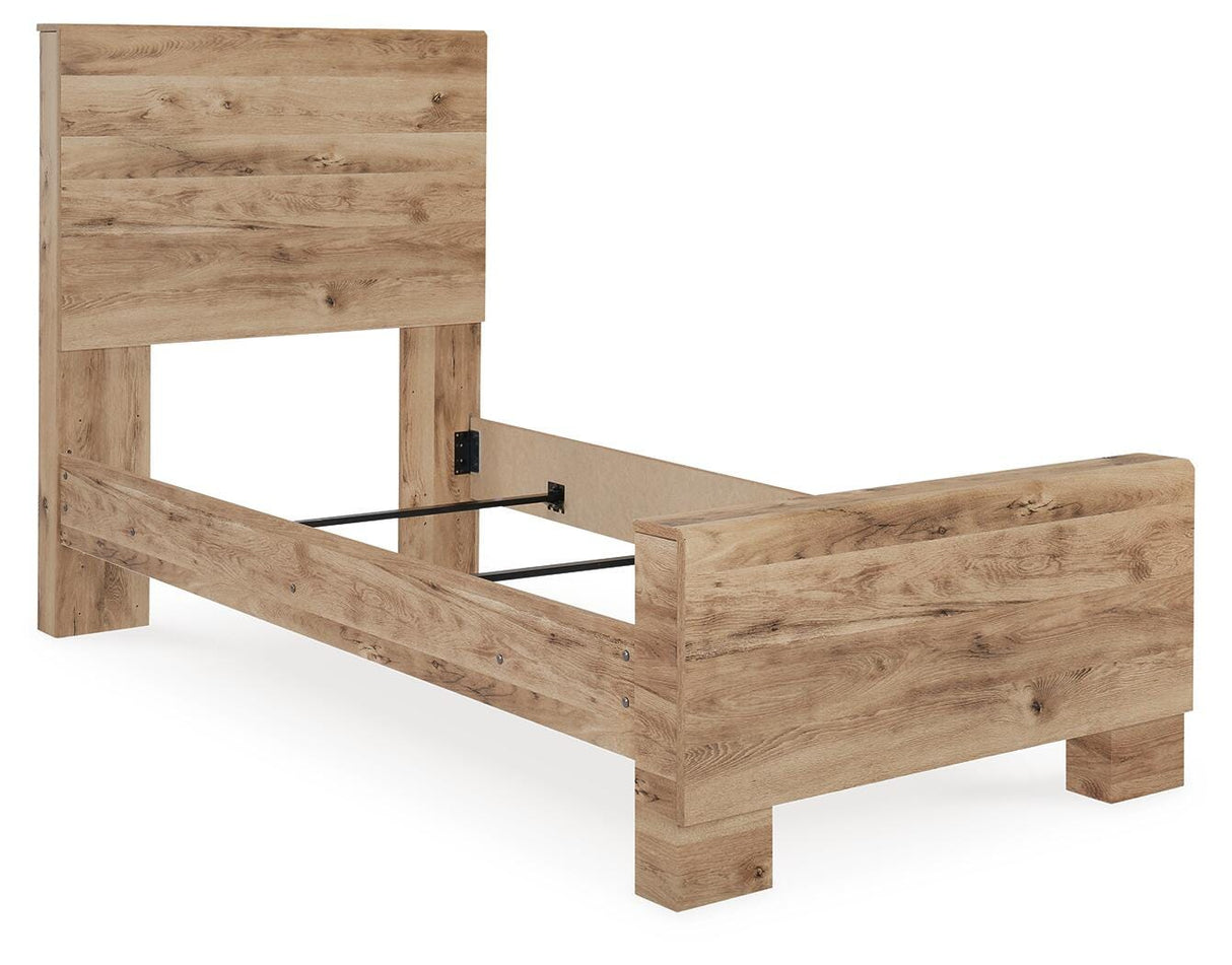 Hyanna Tan Brown Twin Panel Bed with Mirrored Dresser from Ashley Furniture - Luna Furniture