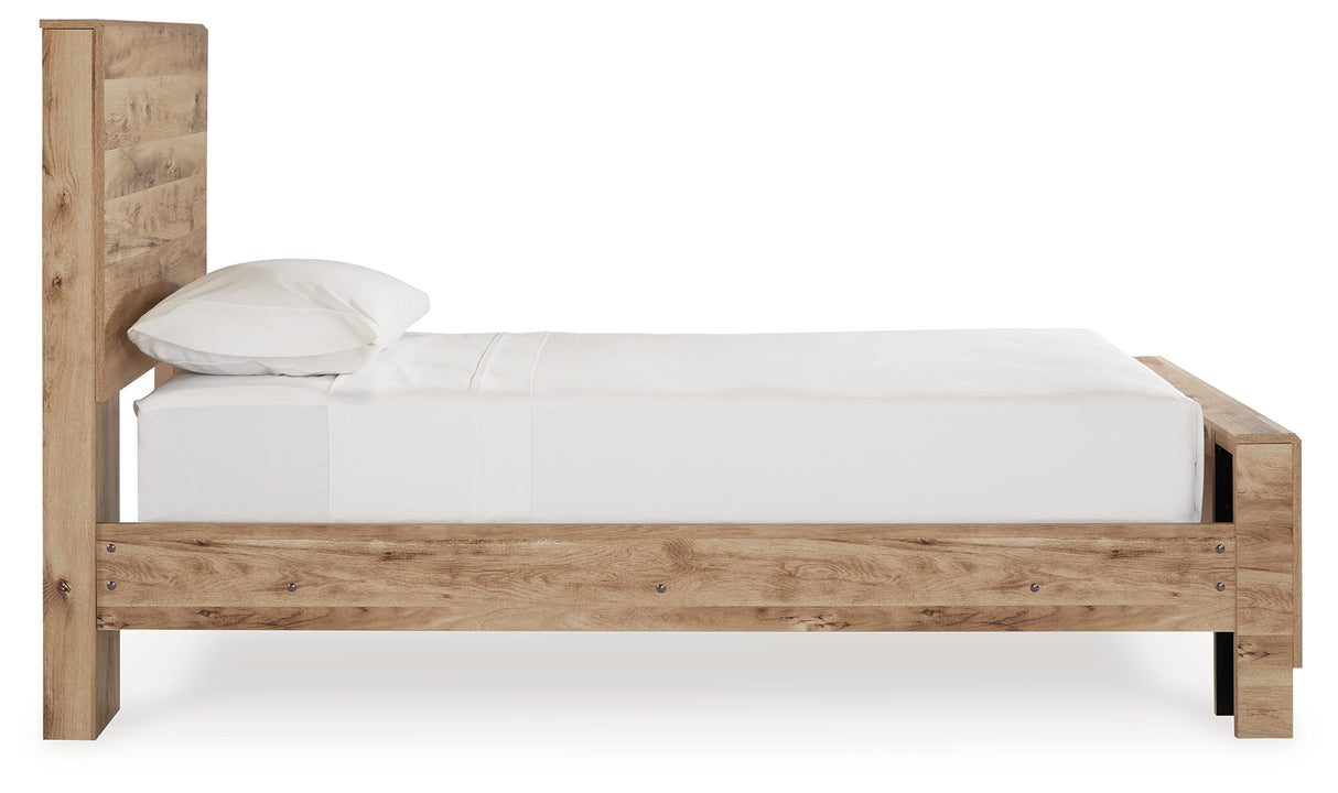 Hyanna Tan Brown Twin Panel Bed with Mirrored Dresser from Ashley - Luna Furniture