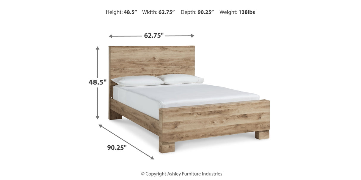 Hyanna Queen Panel Bed with Mirrored Dresser, Chest and Nightstand in Tan Brown from Ashley Furniture - Luna Furniture