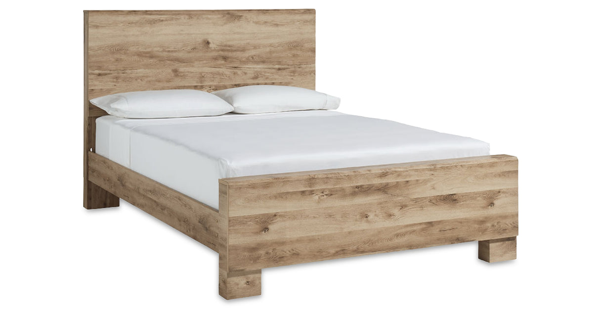 Hyanna King Panel Bed with Mirrored Dresser and 2 Nightstands in Tan Brown from Ashley Furniture - Luna Furniture