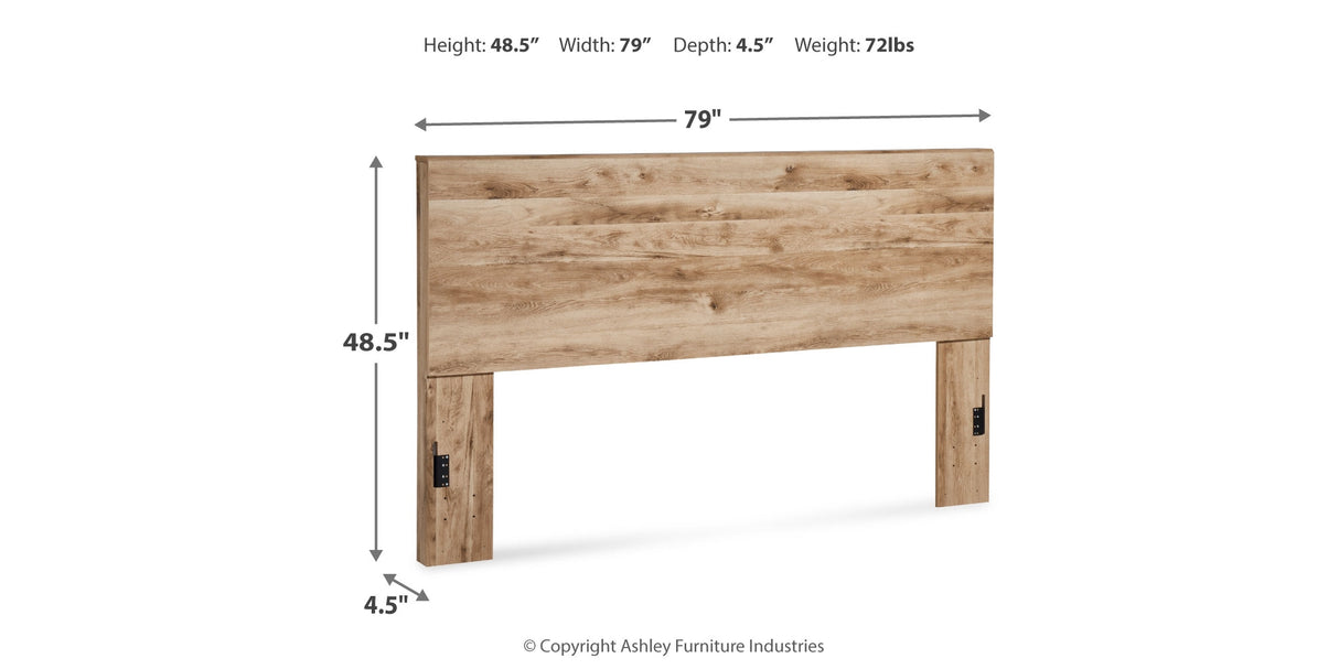 Hyanna King Panel Headboard with Mirrored Dresser and Nightstand in Tan Brown from Ashley - Luna Furniture