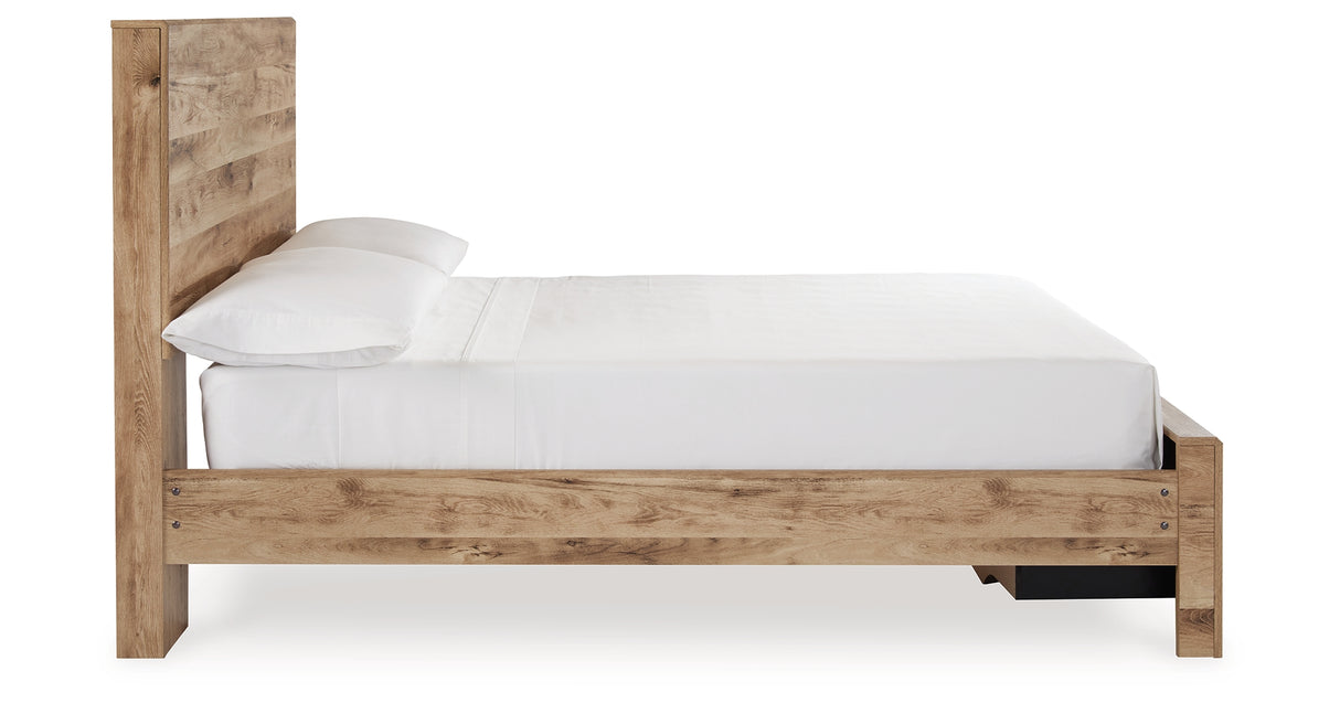 Hyanna Full Panel Storage Bed with Mirrored Dresser in Tan Brown from Ashley Furniture - Luna Furniture