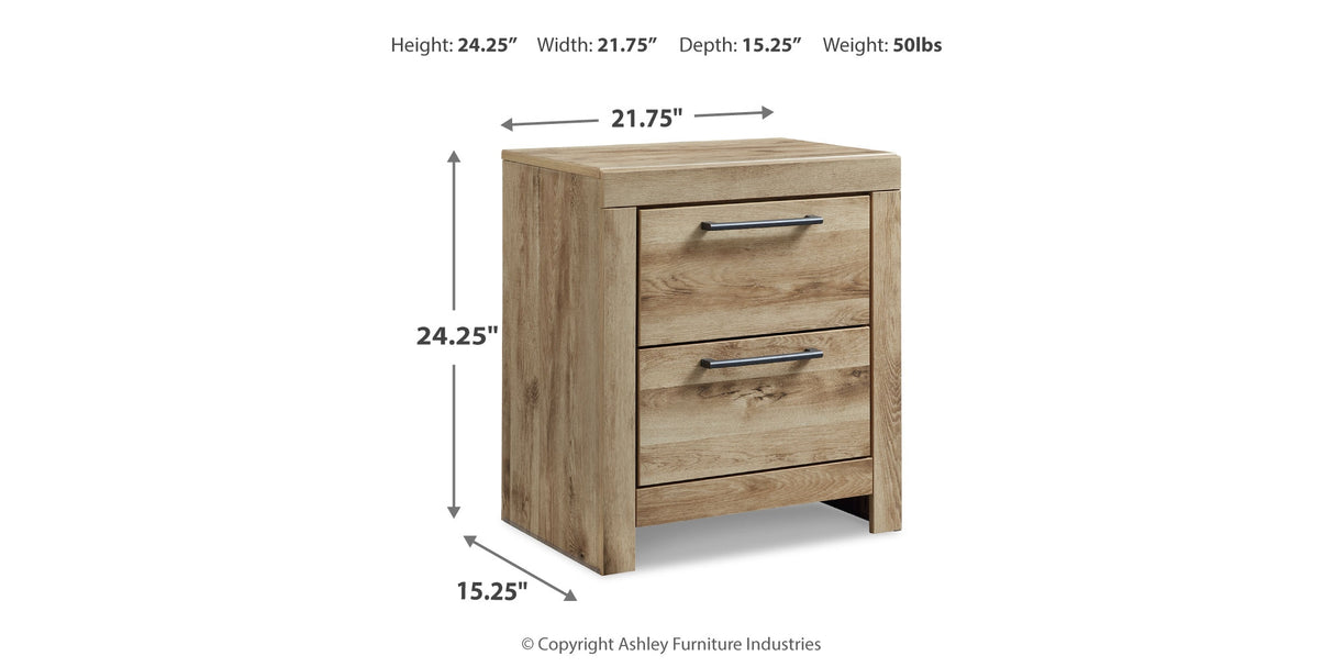Hyanna Twin Panel Bed with Storage with Mirrored Dresser and 2 Nightstands in Tan Brown from Ashley - Luna Furniture