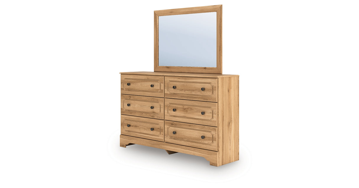 Aleaport Full Panel Bed with Mirrored Dresser and Nightstand in Warm Brown from Ashley Furniture - Luna Furniture