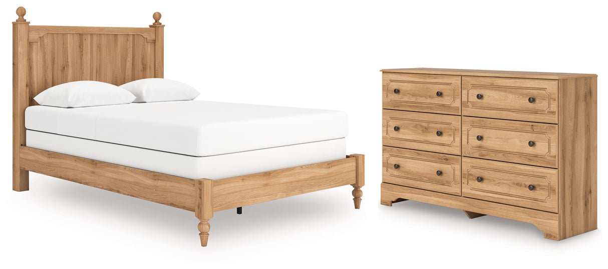 Aleaport Queen Panel Bed with Dresser in Warm Brown from Ashley Furniture - Luna Furniture