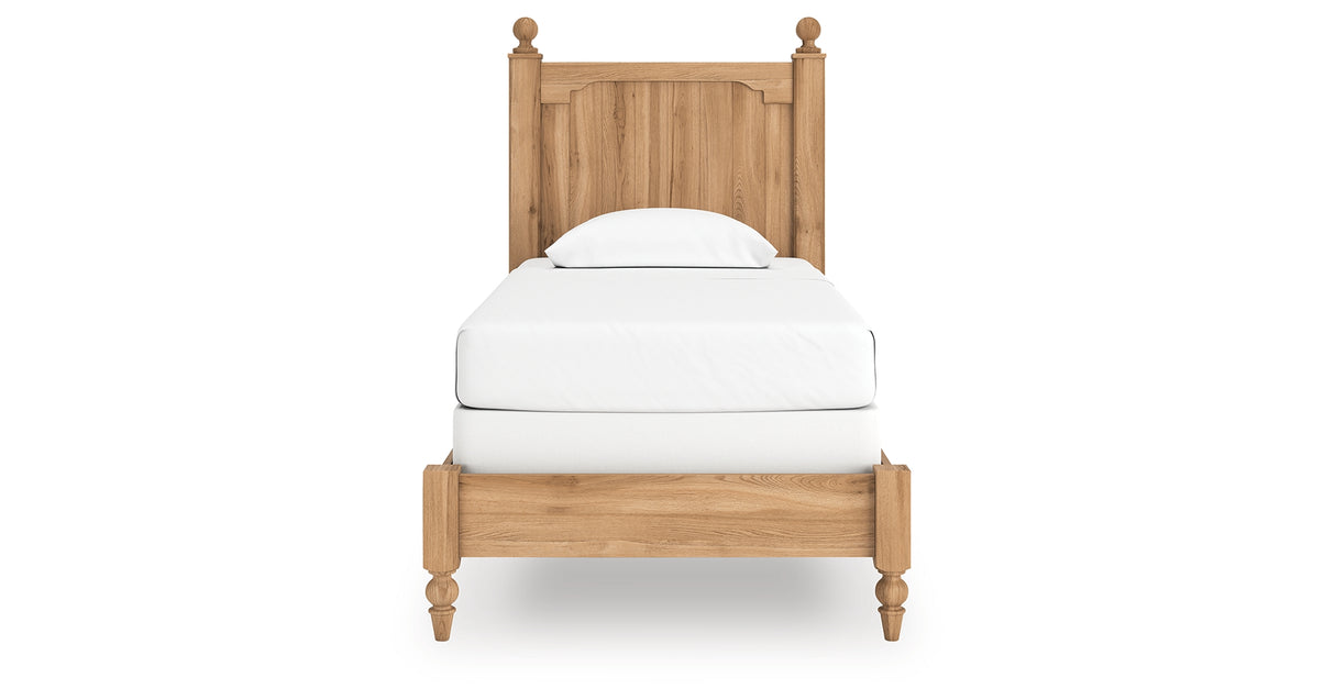 Aleaport Twin Panel Bed with Dresser and Nightstand in Warm Brown from Ashley Furniture - Luna Furniture