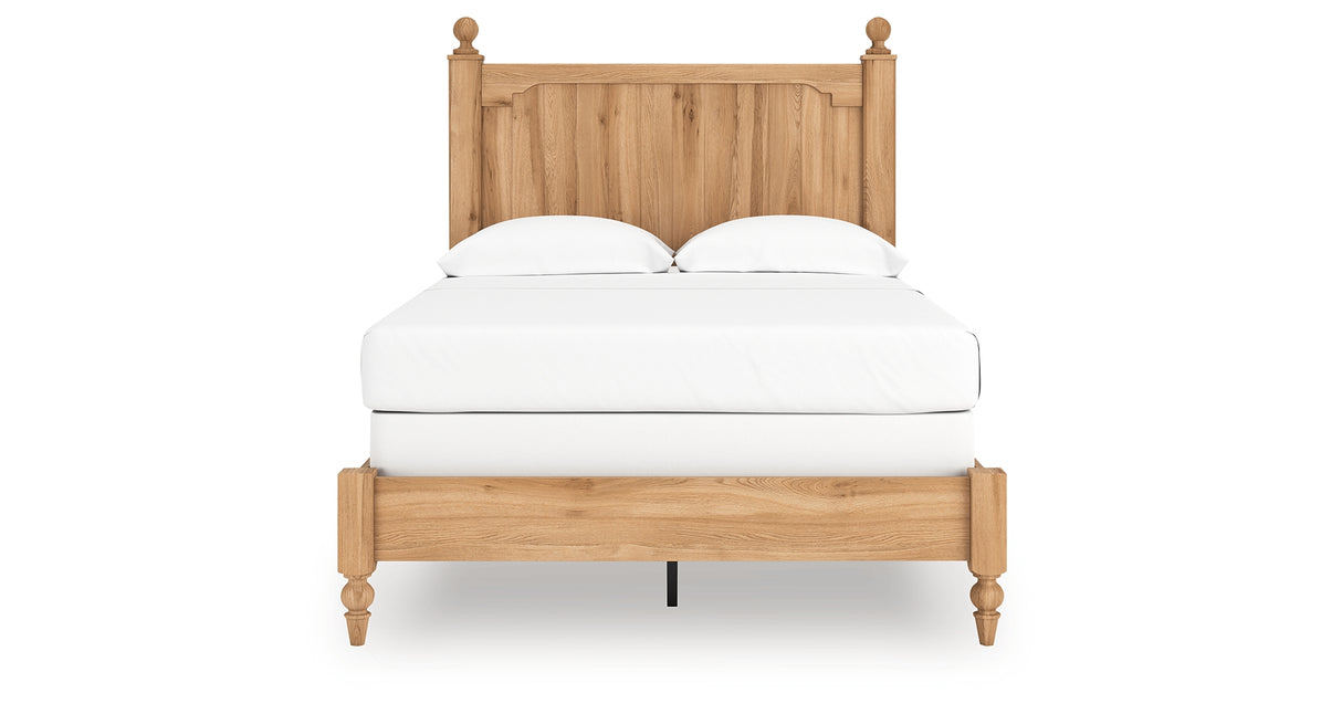 Aleaport Full Panel Bed with Mirrored Dresser and Nightstand in Warm Brown from Ashley Furniture - Luna Furniture