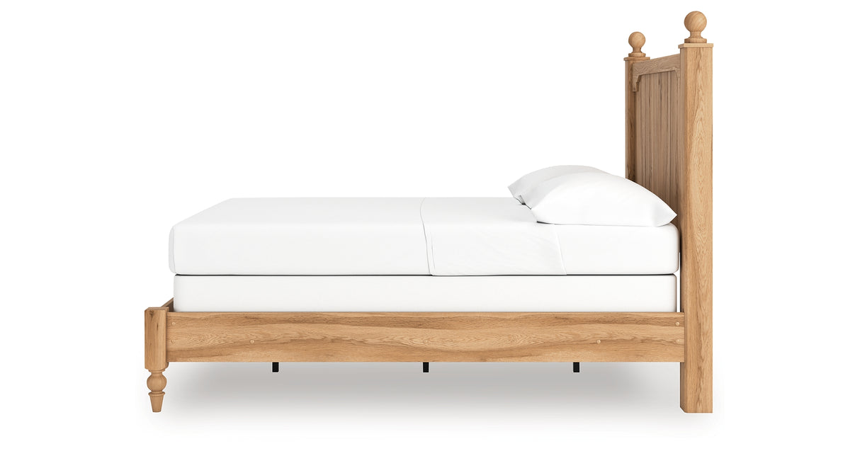 Aleaport Full Panel Bed with Mirrored Dresser and Nightstand in Warm Brown from Ashley Furniture - Luna Furniture