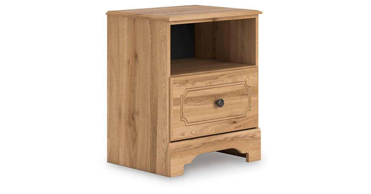Aleaport Warm Brown King Panel Bed, Dresser, Mirror and Nightstand from Ashley - Luna Furniture