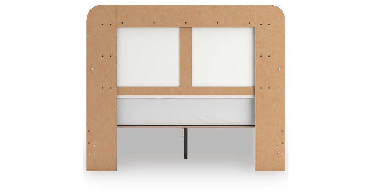 Kendanport White/Brown Queen Upholstered Bed, Dresser, Mirror and Nightstand from Ashley Furniture - Luna Furniture