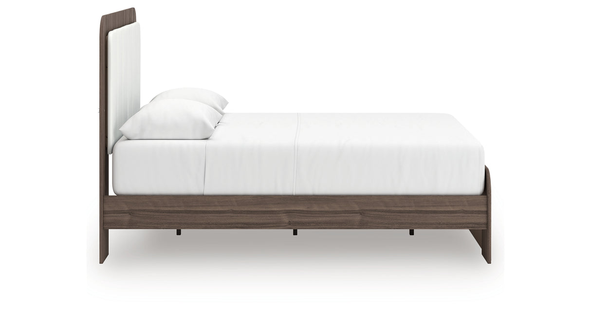 Kendanport White/Brown Queen Upholstered Bed, Dresser and Nightstand from Ashley Furniture - Luna Furniture