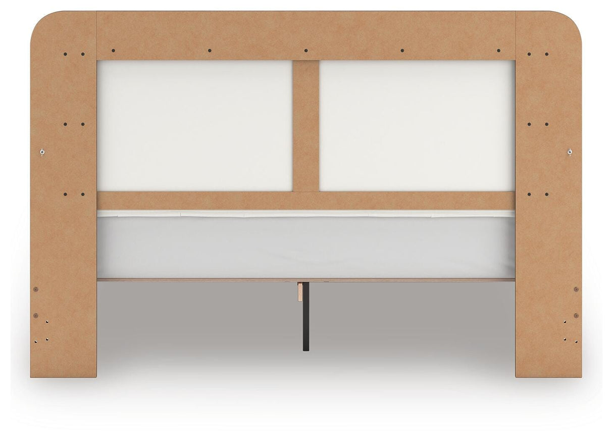 Kendanport Brown/White King Upholstered Bed, Dresser and Mirror from Ashley Furniture - Luna Furniture