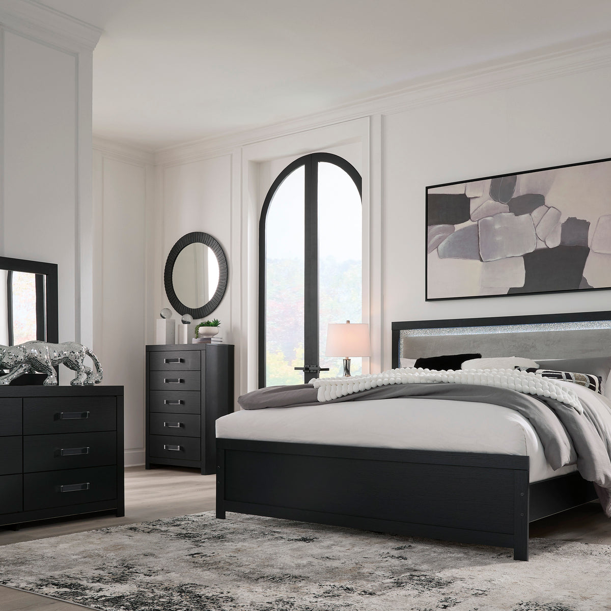 bedroom dresser sets black Ashley Furniture Maeling Queen Panel Bed, Dresser, Mirror and Nightstand (Online Special Price) Color:Malibu Pink Birthday Girl White Mini inspired style is_limited_edition:false